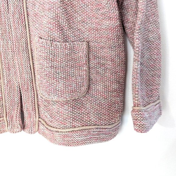 Ann Taylor Loft Pink and Silver Knit Cotton Blend Crop Sweater Jacket - Picture 2 of 13